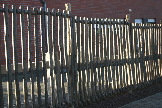 Garden fences made from hazel branches