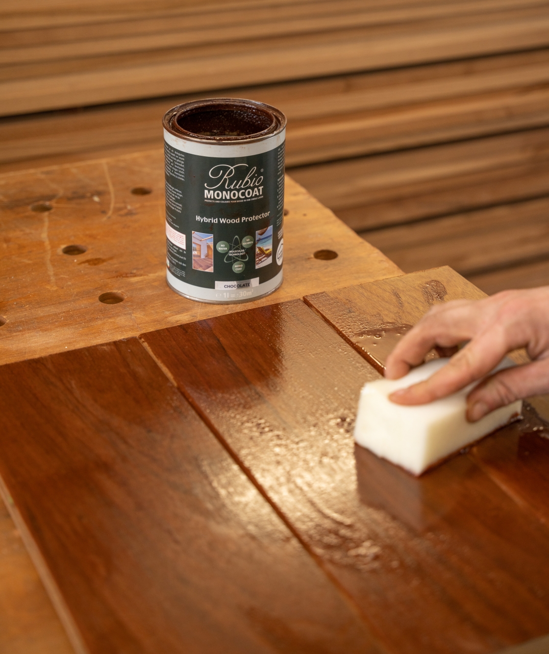 The Rubio monocoat in use.